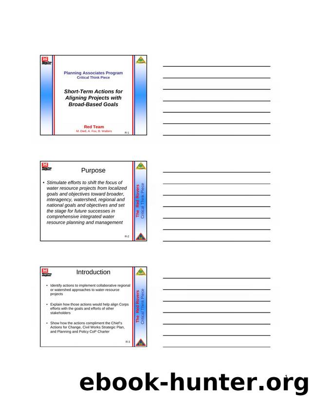 Short term Actions for Aligning Project Handout by U.S. Army Engineer Institute for Water Resources