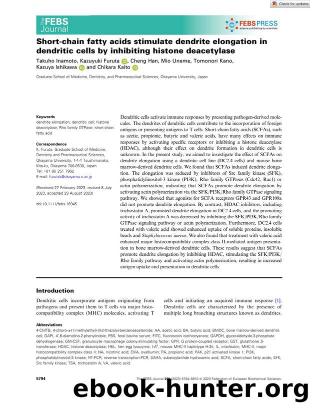 Shortâchain fatty acids stimulate dendrite elongation in dendritic cells by inhibiting histone deacetylase by Unknown