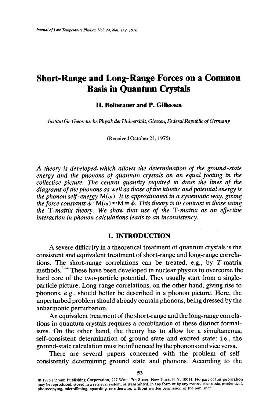 Short-range and long-range forces on a common basis in quantum crystals by Unknown