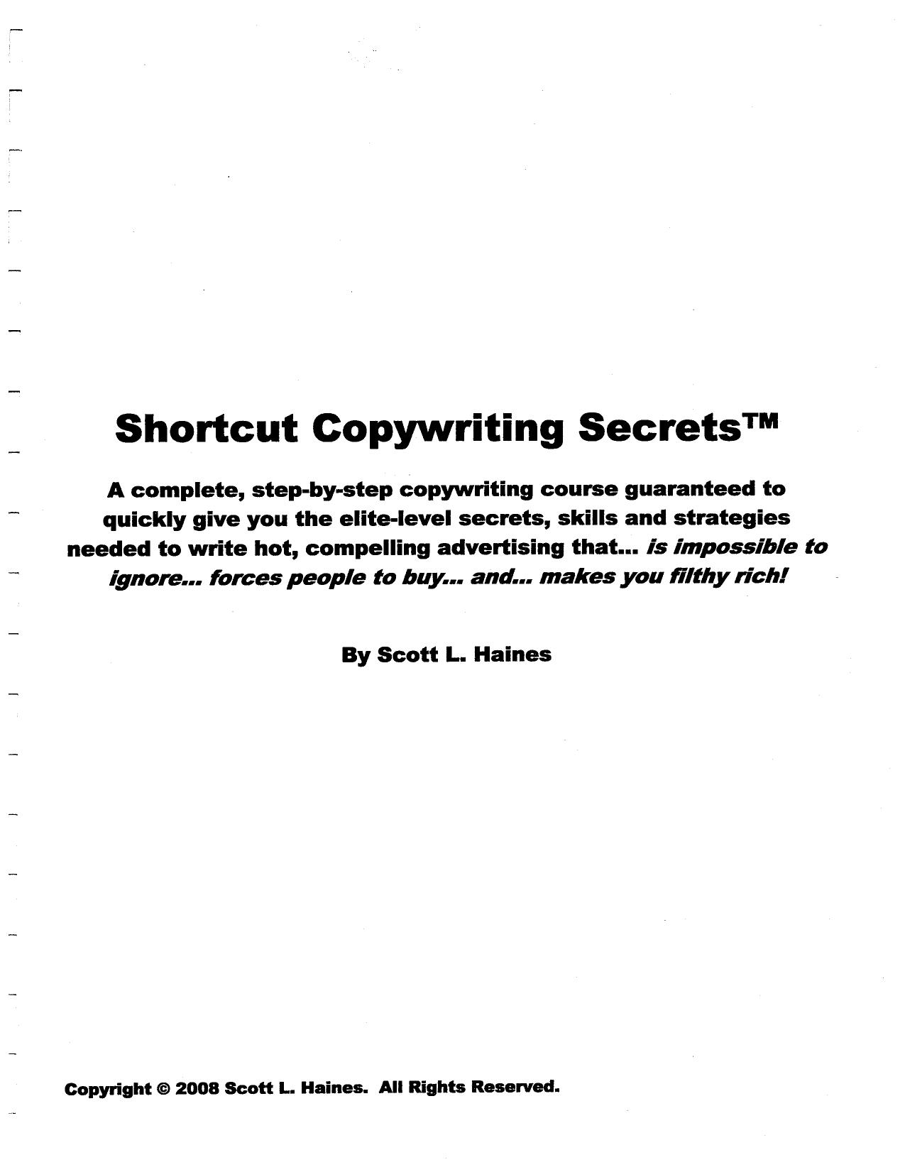 Shortcut Copywriting Secrets by Scott Haines