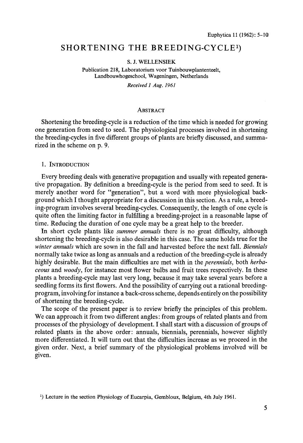 Shortening the breeding-cycle by Unknown