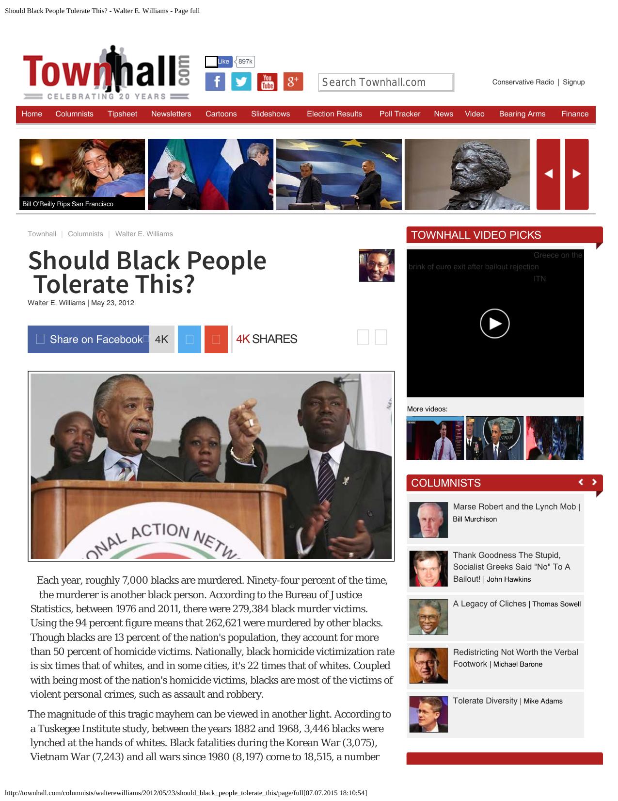 Should Black People Tolerate This? - Walter E. Williams - Page full by Page full