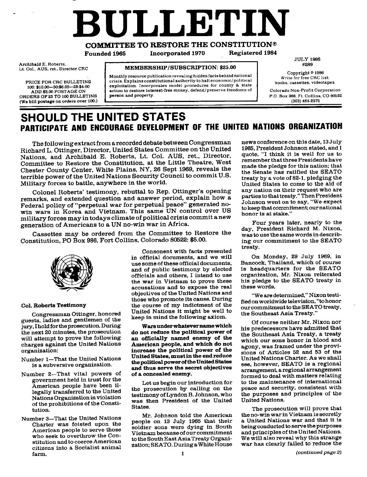 Should US Encourage UN Development-Bulletin-1986-6pgs-POL by Unknown
