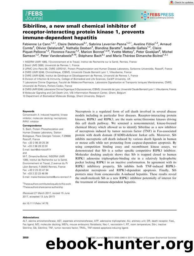 Sibiriline, a new small chemical inhibitor of receptorâinteracting protein kinase 1, prevents immuneâdependent hepatitis by Unknown