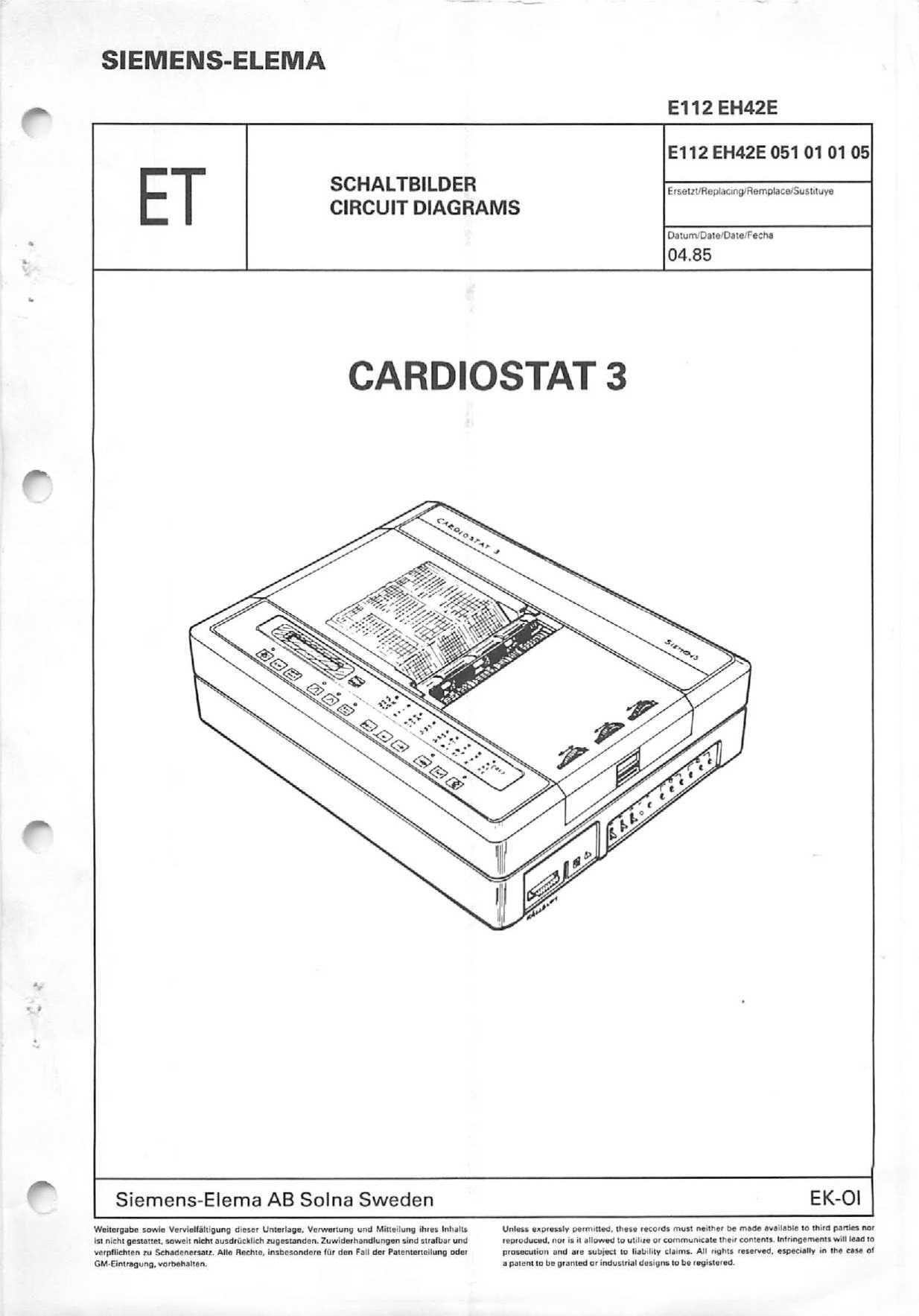 Siemens Cardiostat 3 ET ECG by Circuit diagrams (de)