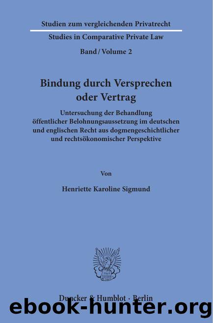 Sigmund by Studien zum vergleichenden Privatrecht Studies in Comparative Private Law (9783428553730)