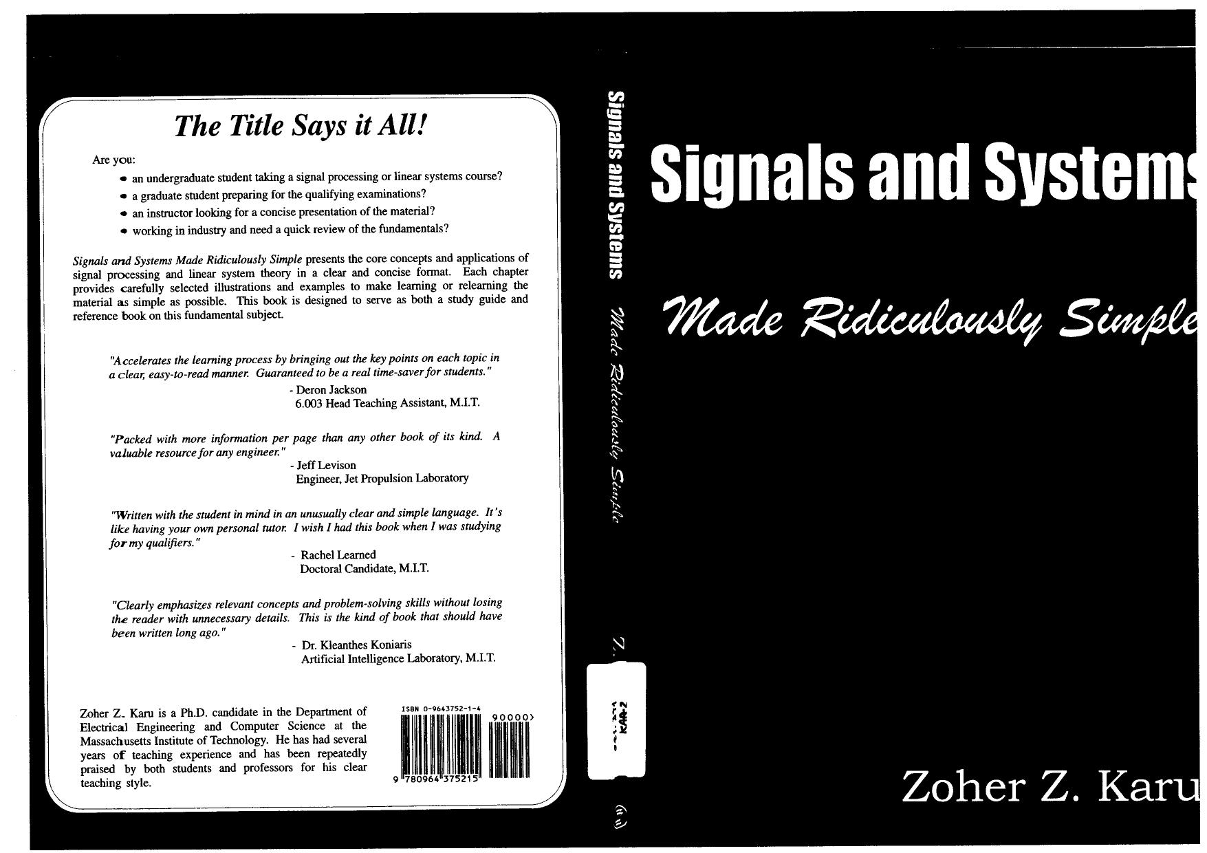 Signal and Systems by Karu Z