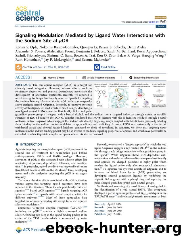 Signaling Modulation Mediated by Ligand Water Interactions with the Sodium Site at Î¼OR by unknow
