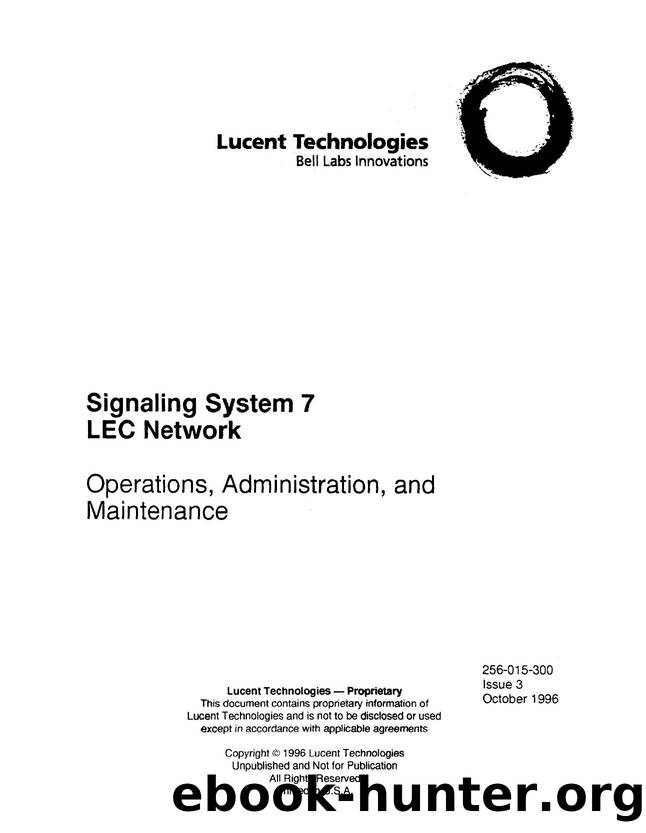 Signaling System 7 LEC Network Operations, Administration and Maintenance by AT&&T |
