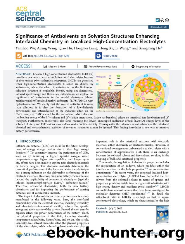 Significance of Antisolvents on Solvation Structures Enhancing Interfacial Chemistry in Localized High-Concentration Electrolytes by unknow
