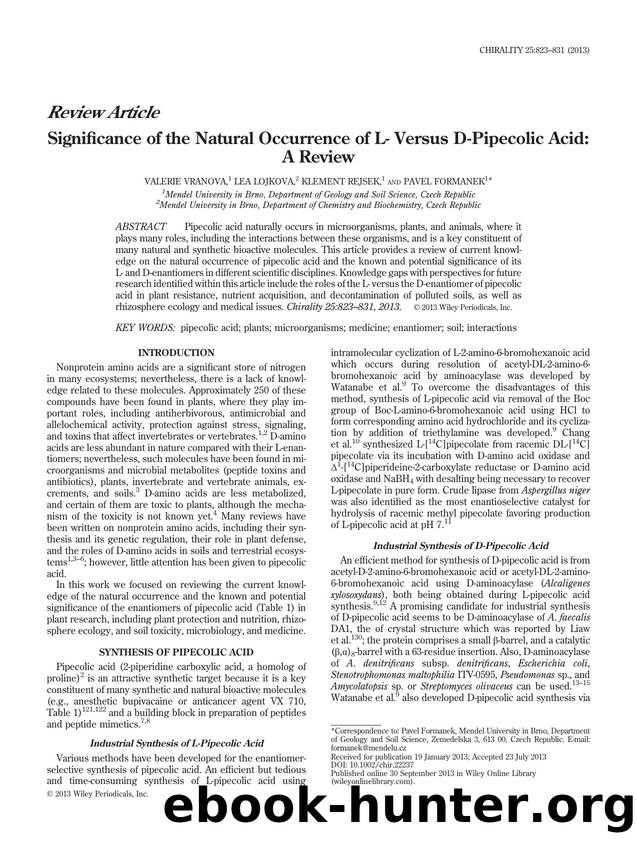 Significance of the Natural Occurrence of L- Versus D-Pipecolic Acid: A Review by Unknown
