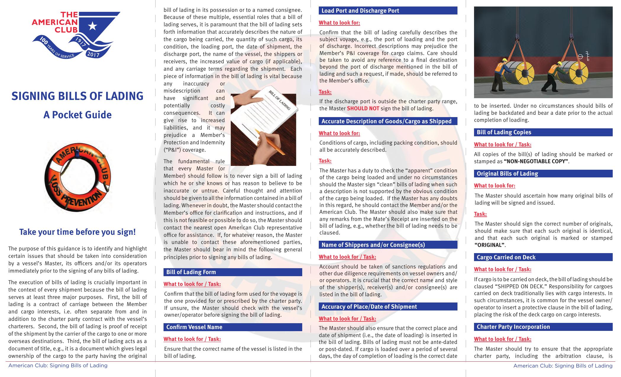 Signing Bills of Lading - a pocket guide by Unknown