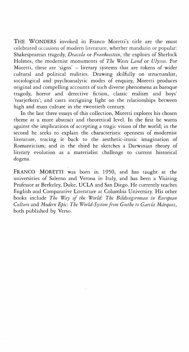 Signs Taken for Wonders: Essays in the Sociology of Literary Forms by Franco Moretti