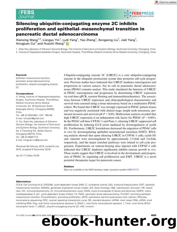 Silencing ubiquitinâconjugating enzyme 2C inhibits proliferation and epithelialâmesenchymal transition in pancreatic ductal adenocarcinoma by Unknown