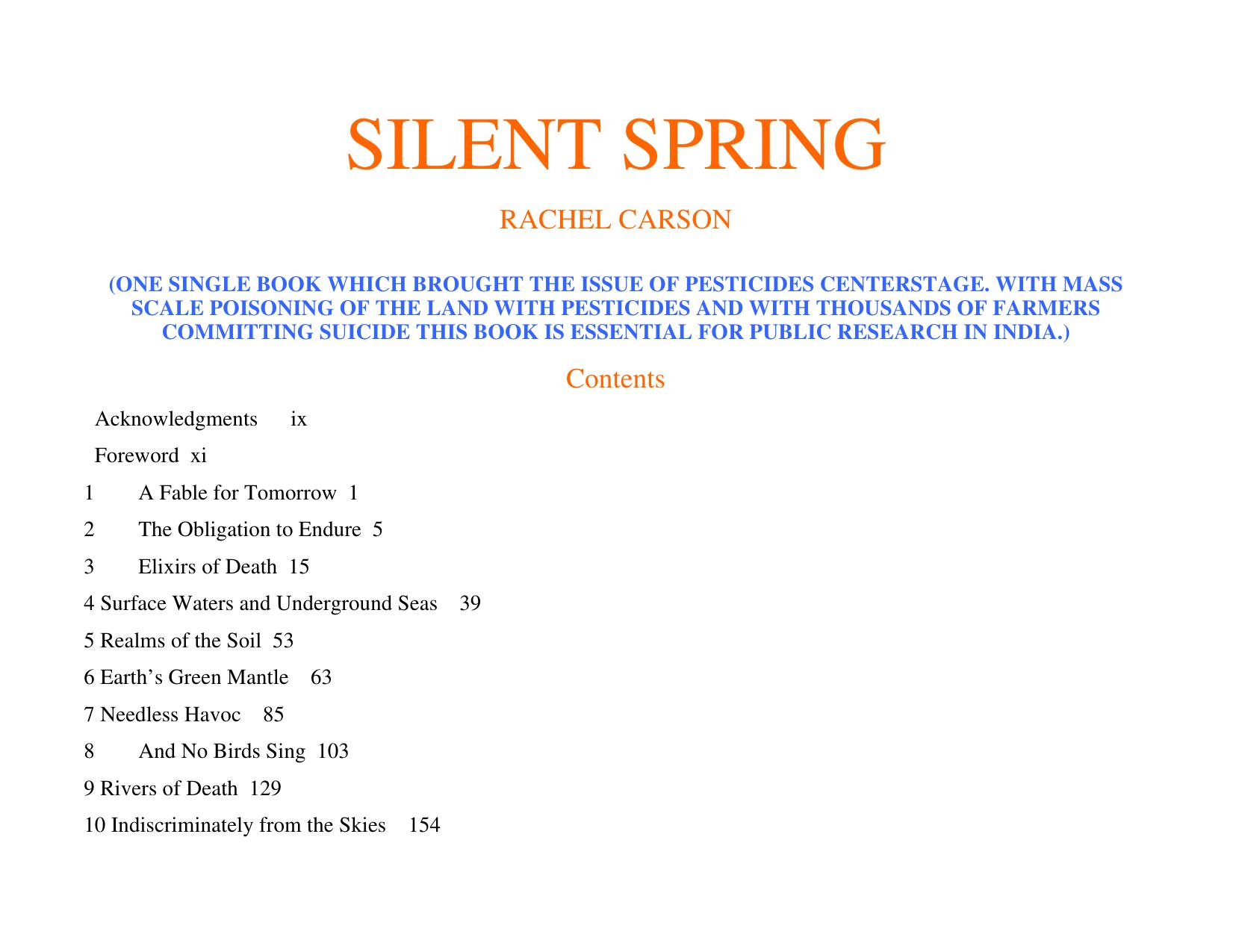 Silent Spring by Rachel Carson