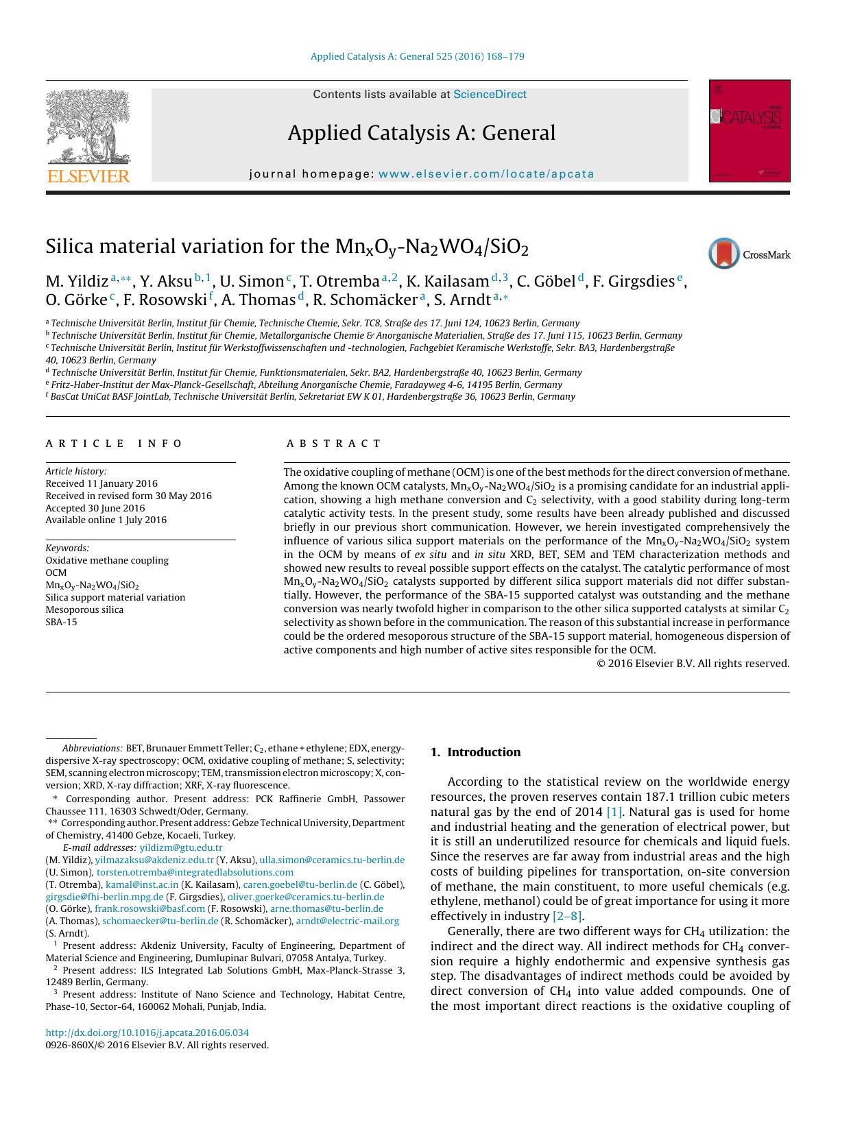 Silica material variation for the MnxOy-Na2WO4SiO2 by unknow
