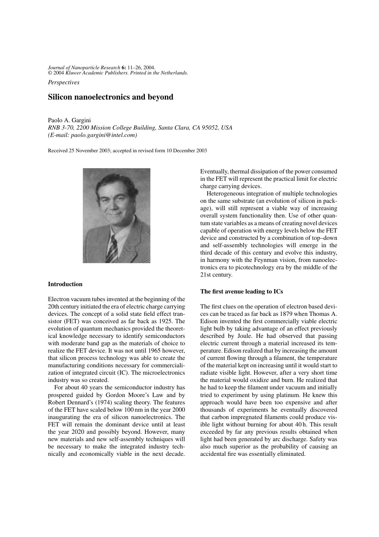 Silicon Nanoelectronics and Beyond by Unknown