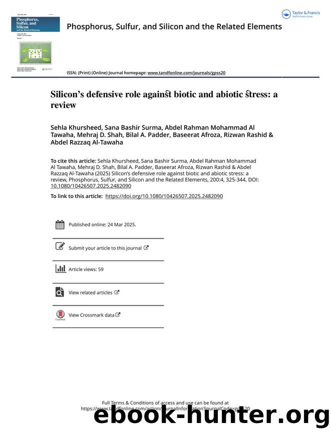 Siliconâs defensive role against biotic and abiotic stress: a review by unknow