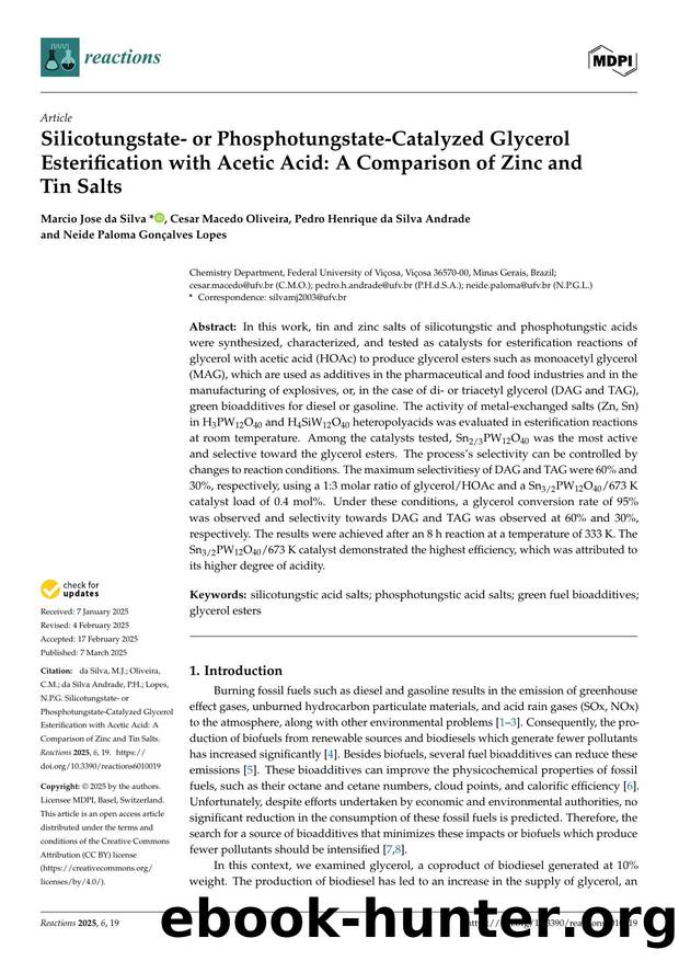 Silicotungstate- or Phosphotungstate-Catalyzed Glycerol Esterification with Acetic Acid: A Comparison of Zinc and Tin Salts by unknow