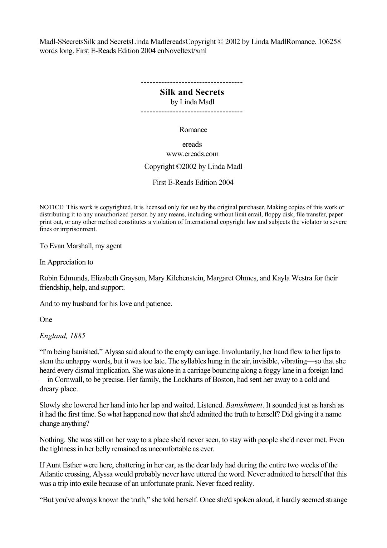 Silk And Secrets by Madl Linda