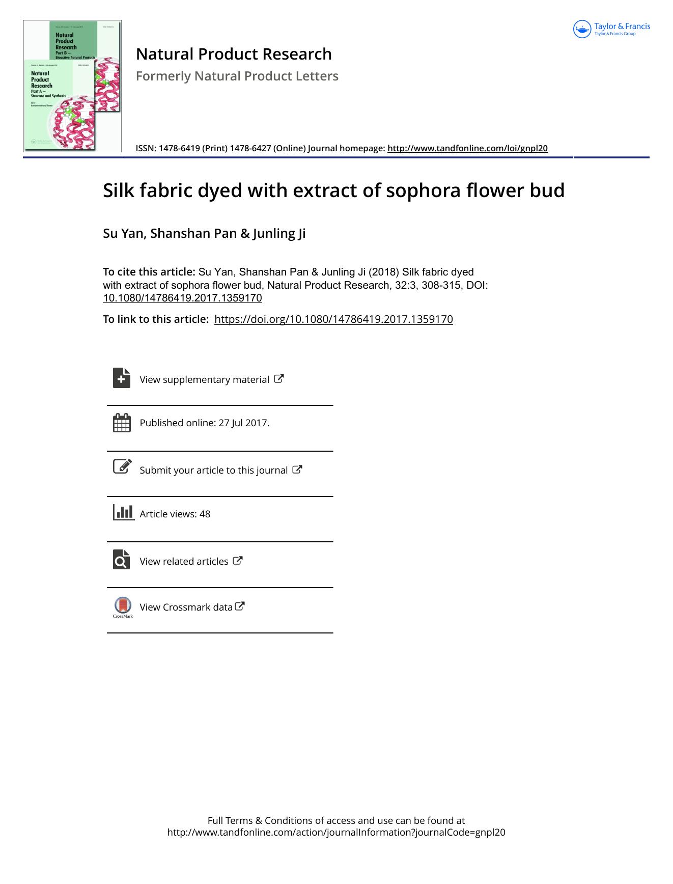 Silk fabric dyed with extract of sophora flower bud by Su Yan & Shanshan Pan & Junling Ji