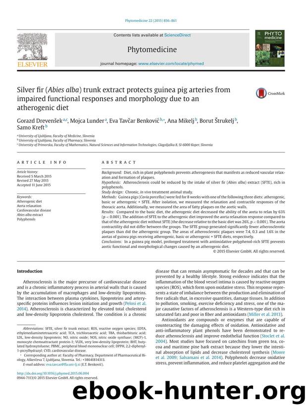 Silver fir (Abies alba) trunk extract protects guinea pig arteries from impaired functional responses and morphology due to an atherogenic diet by Gorazd Dreven?ek & Mojca Lunder & Eva Tav?ar Benkovi? & Ana Mikelj & Borut ?trukelj & Samo Kreft