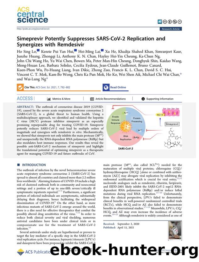 Simeprevir Potently Suppresses SARS-CoVâ2 Replication and Synergizes with Remdesivir by unknow