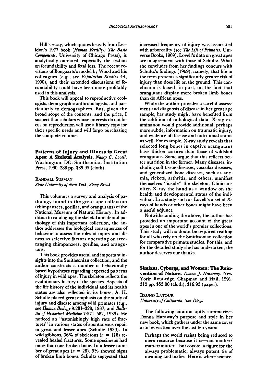 Simians, Cyborgs, and Women: The Reinvention of Nature. Donna J. Haraway. by Unknown