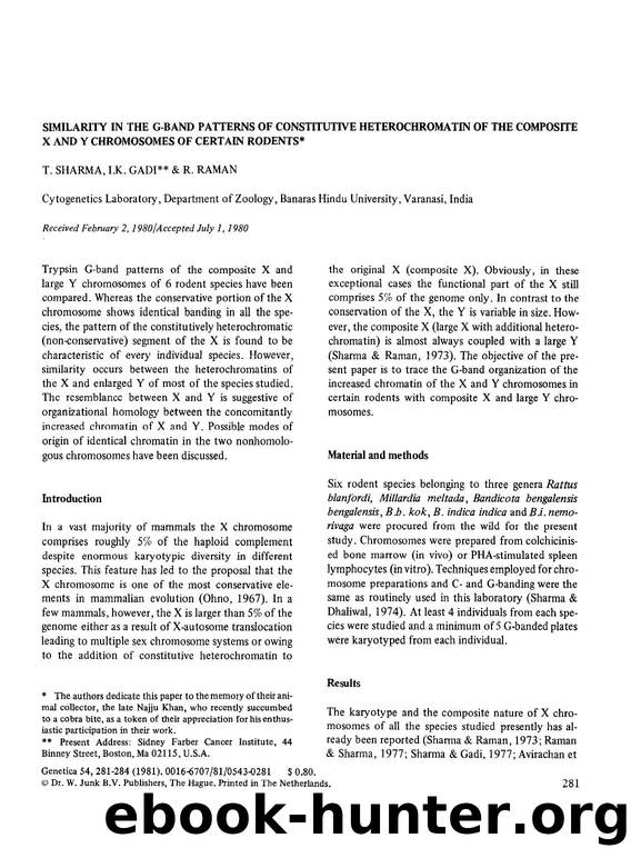 Similarity in the G-band patterns of constitutive heterochromatin of the composite X and Y chromosomes of certain rodents by Unknown