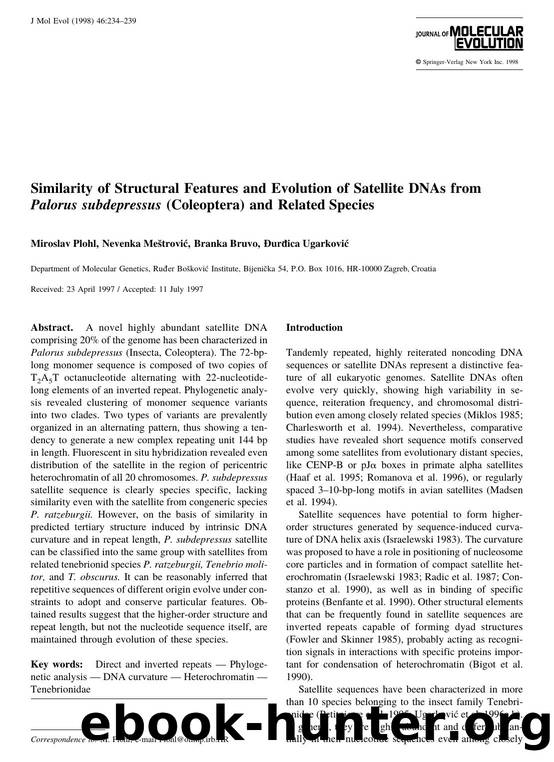 Similarity of Structural Features and Evolutin of Satellite DNAs from Palorus subdepressus (Coleoptera) and Related Species by Plohl M. et al