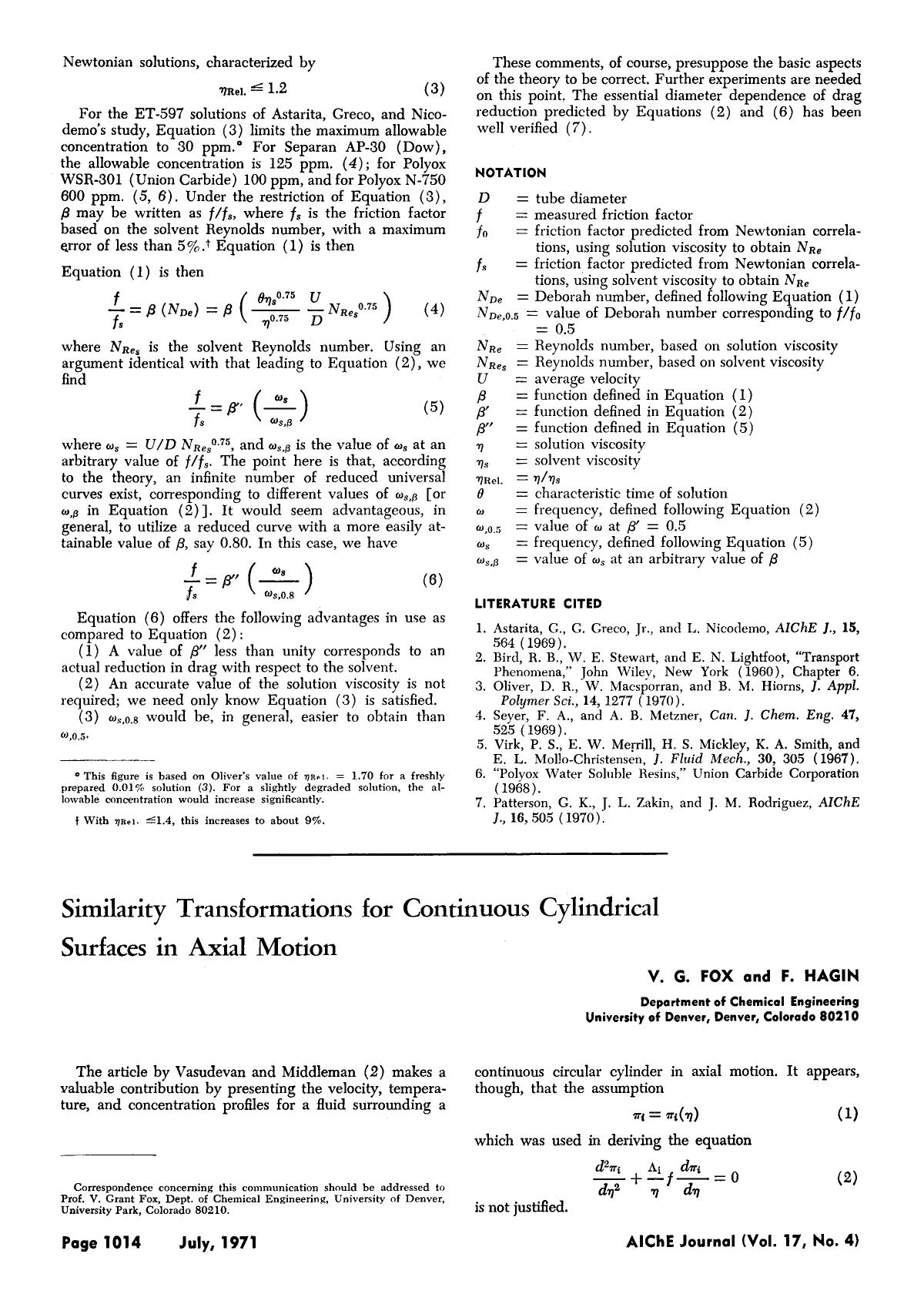 Similarity transformations for continuous cylindrical surfaces in axial motion by Unknown