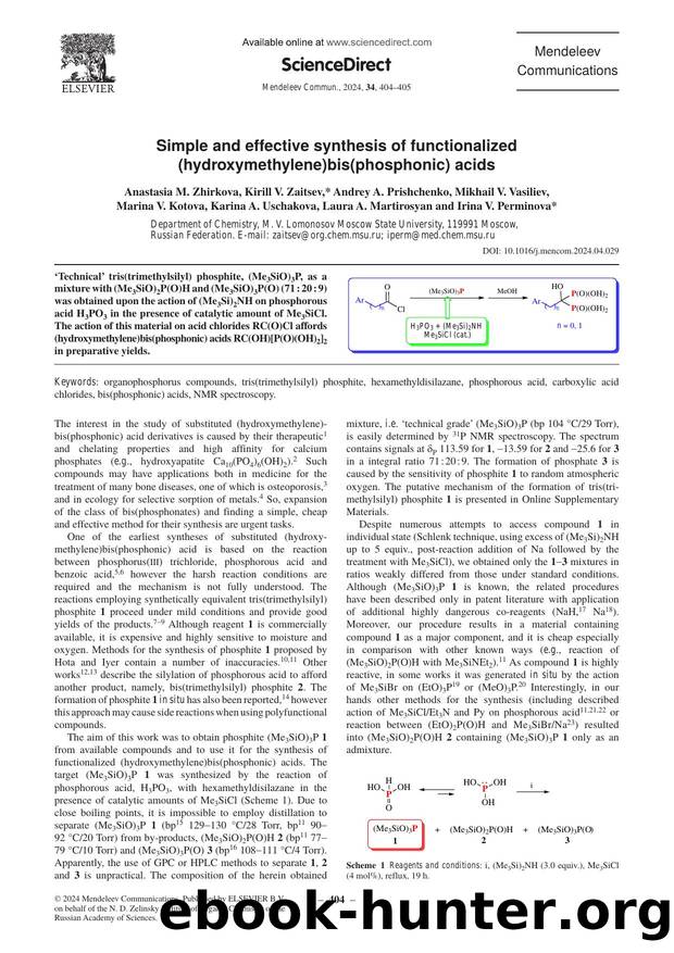 Simple and effective synthesis of functionalized (hydroxymethylene)bis(phosphonic) acids by unknow