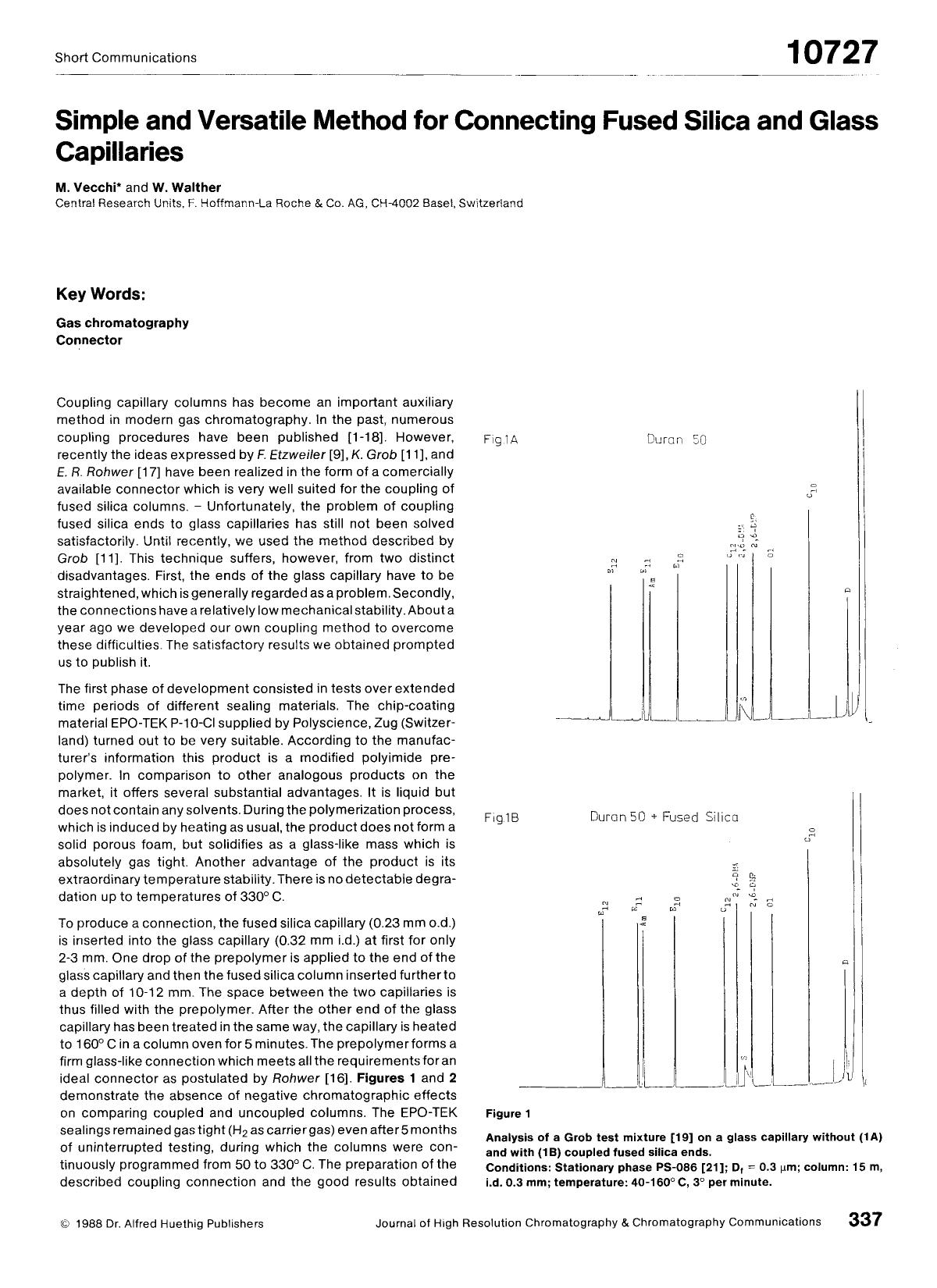 Simple and versatile method for connecting fused silica and glass capillaries by Unknown
