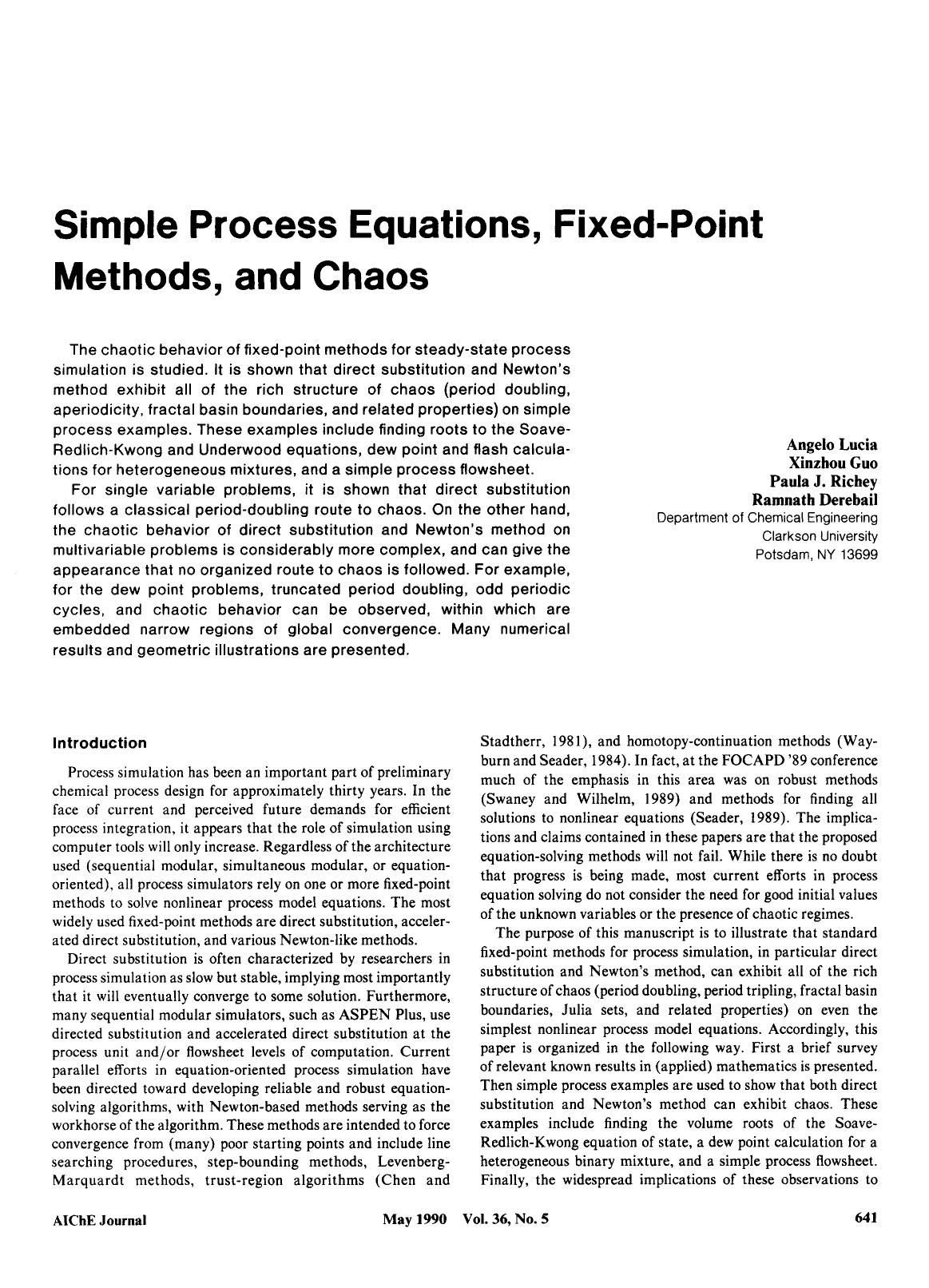 Simple process equations, fixed-point methods, and chaos by Unknown