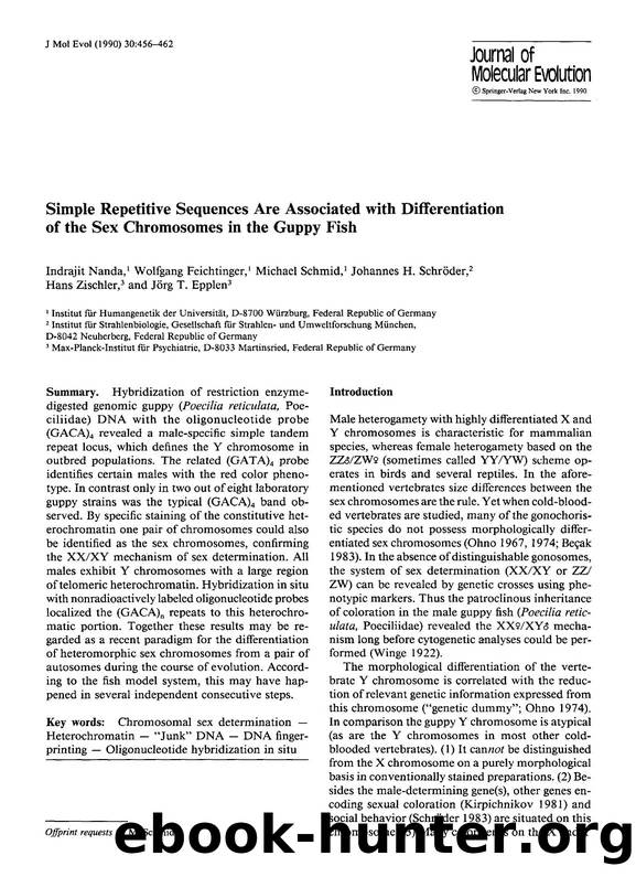 Simple repetitive sequences are associated with differentiation of the sex chromosomes in the guppy fish by Unknown