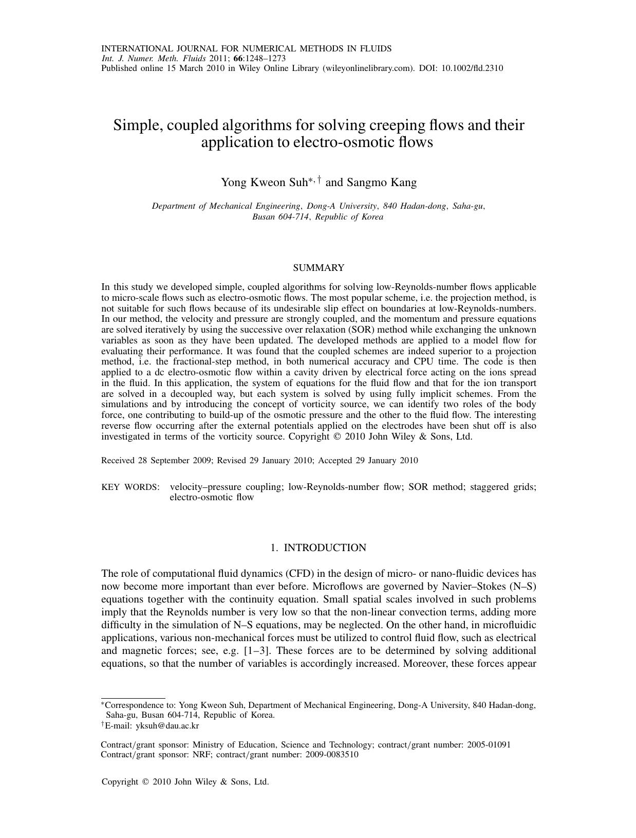 Simple, coupled algorithms for solving creeping flows and their application to electroosmotic flows by Unknown