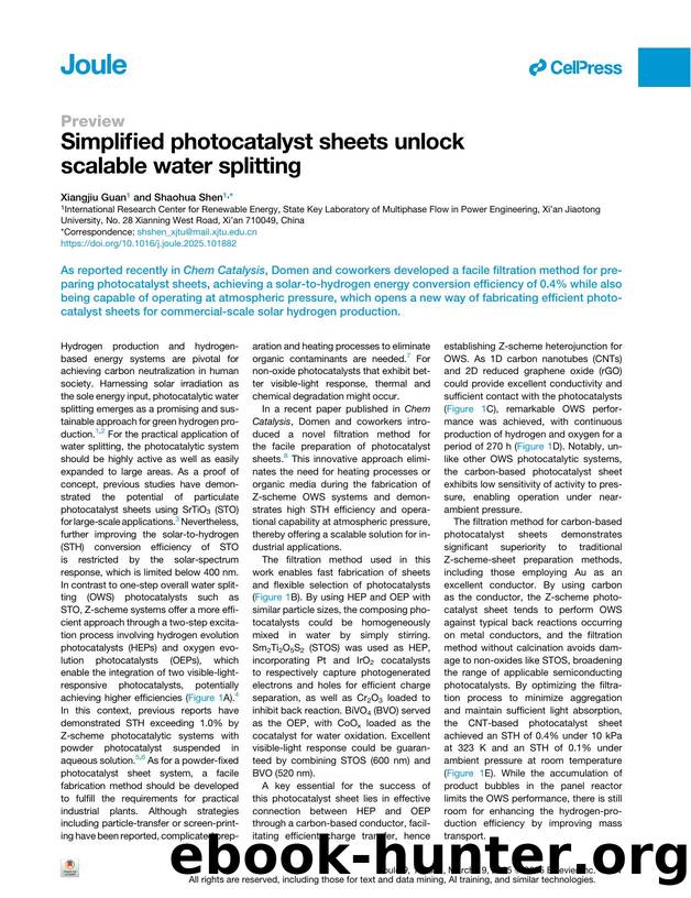 Simplified photocatalyst sheets unlock scalable water splitting by Xiangjiu Guan & Shaohua Shen