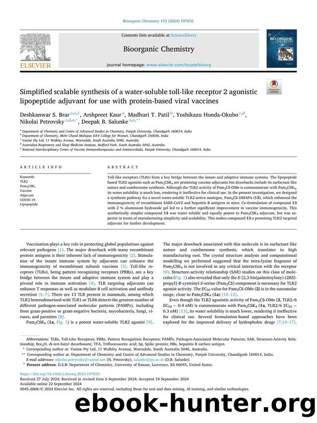 Simplified scalable synthesis of a water-soluble toll-like receptor 2 agonistic lipopeptide adjuvant for use with protein-based viral vaccines by unknow