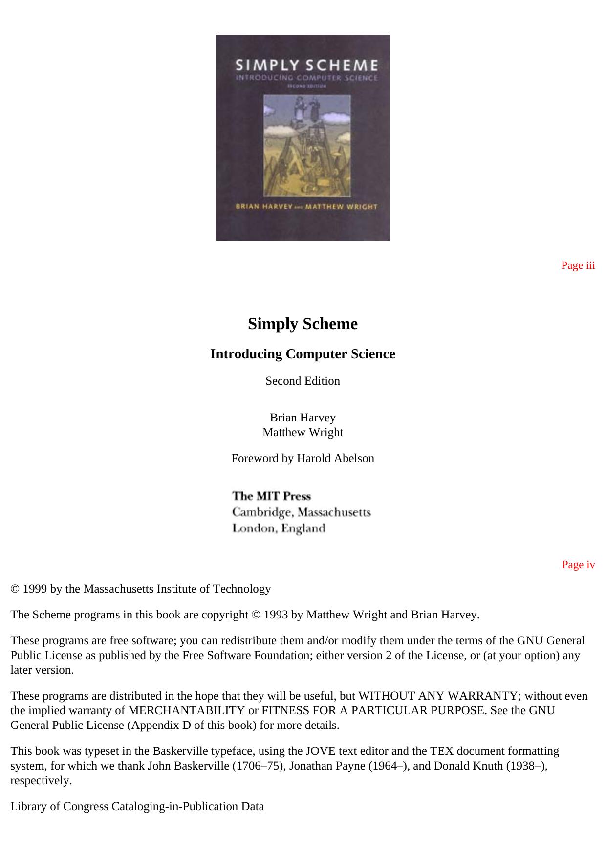 Simply Scheme by Brian Harvey Matthew Wright