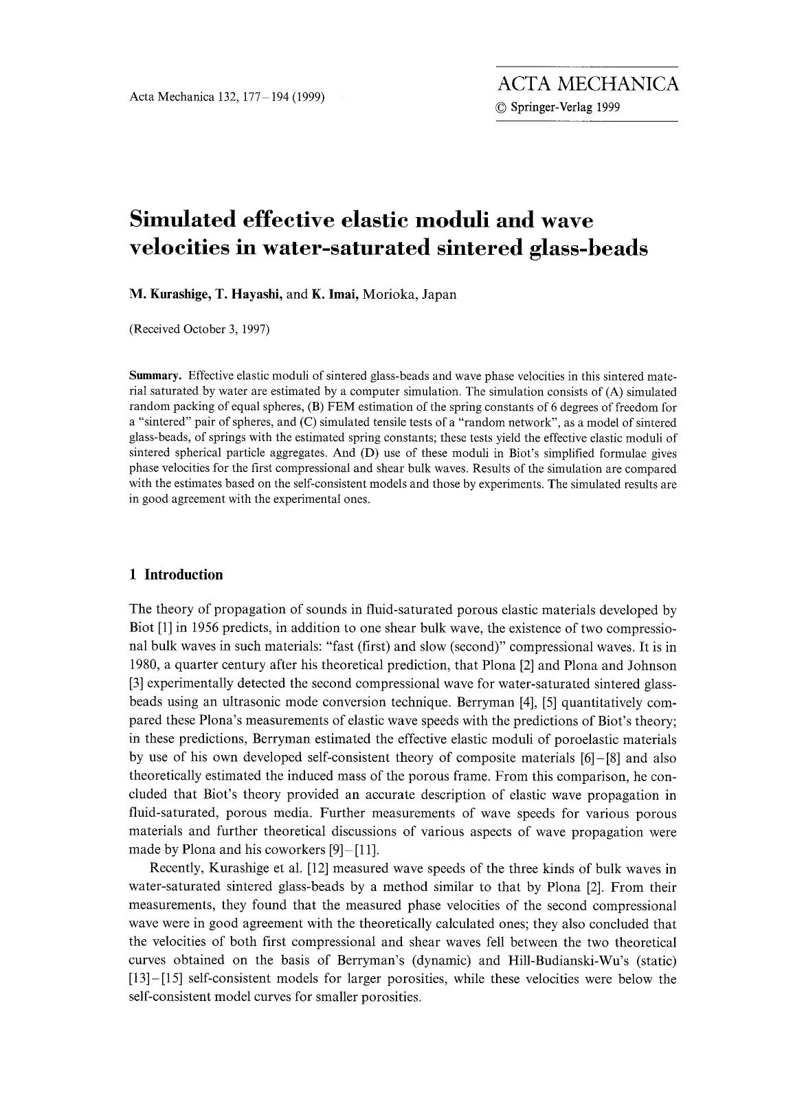 Simulated effective elastic moduli and wave velocities in water-saturated sintered glass-beads by Unknown
