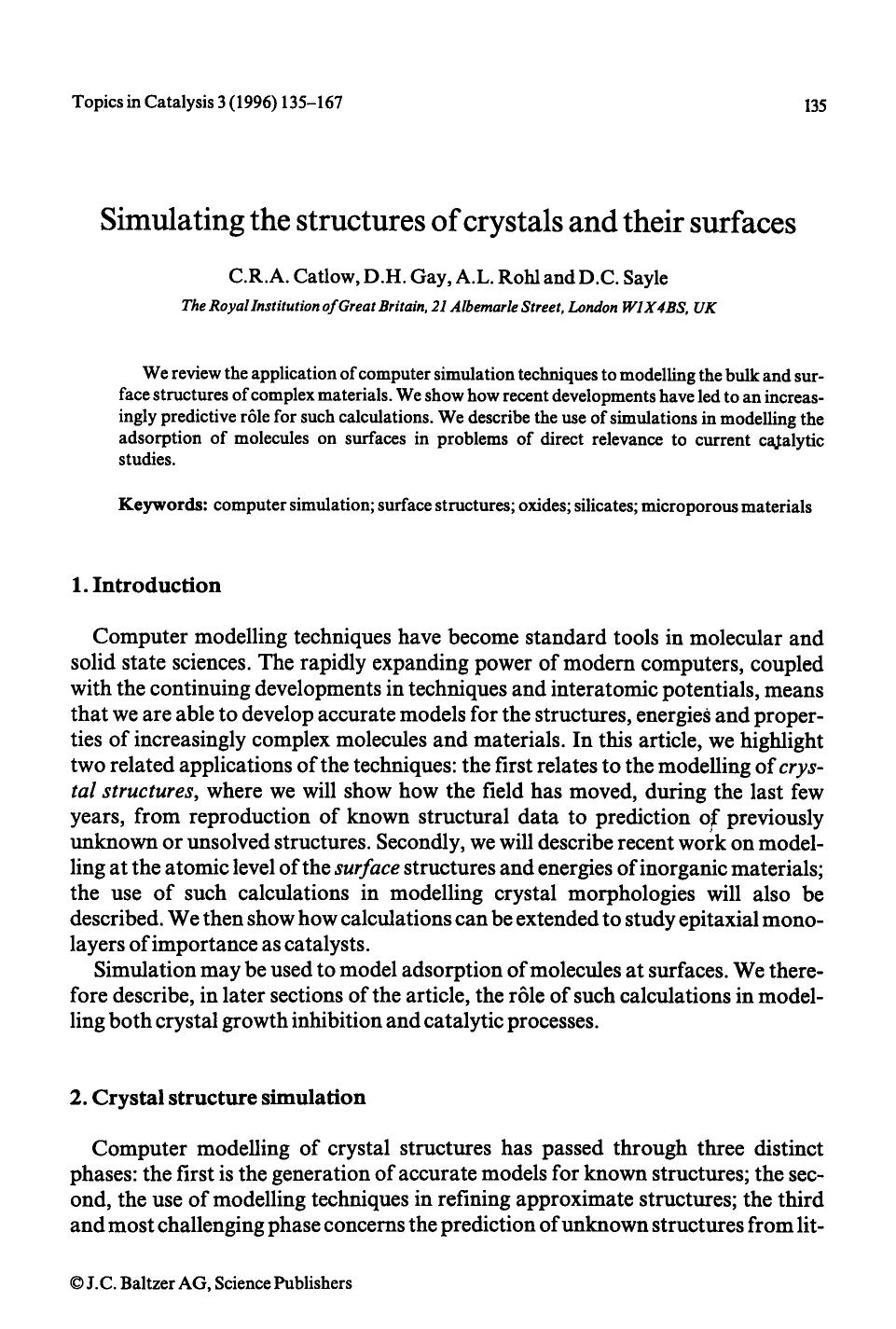 Simulating the structures of crystals and their surfaces by Unknown