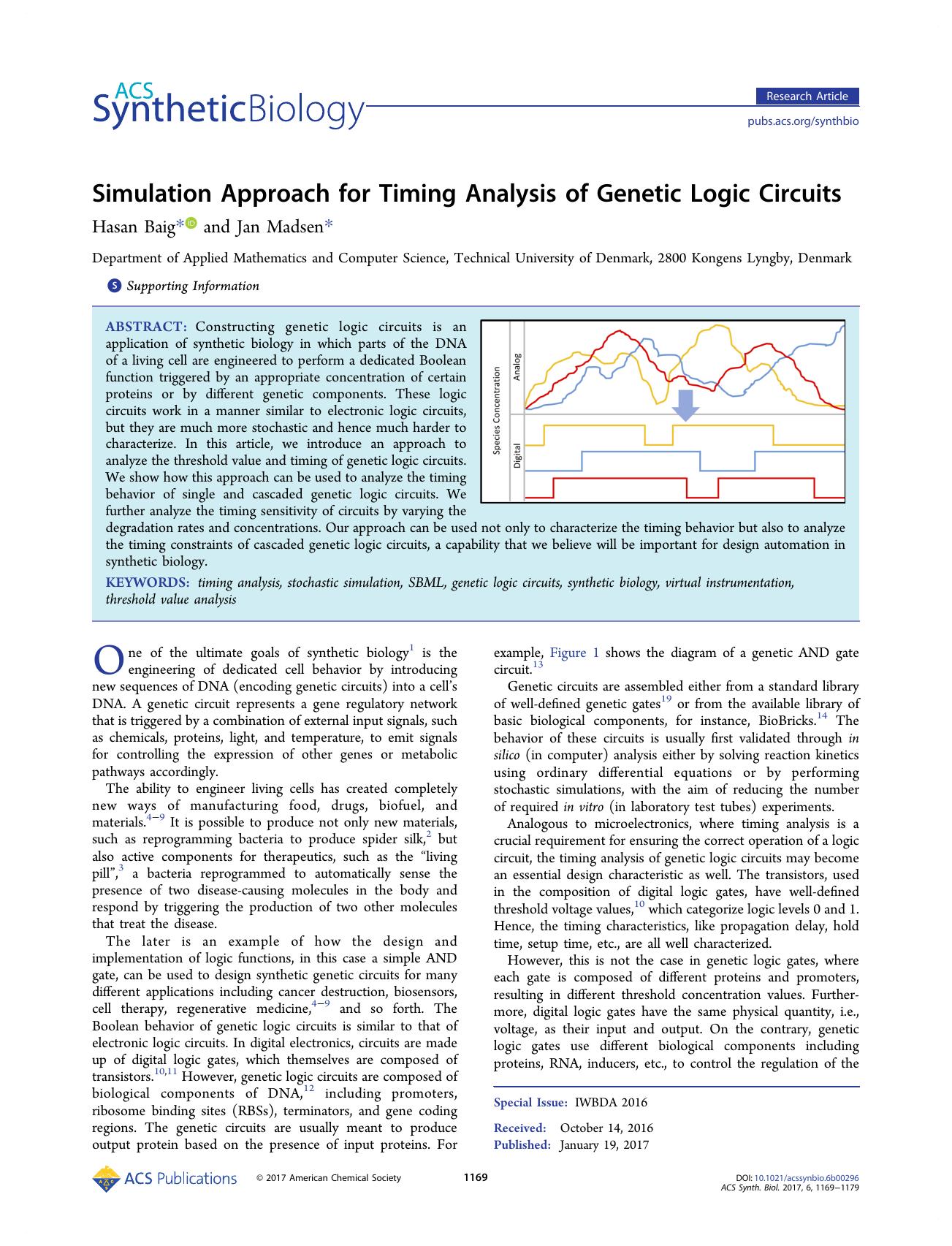 Simulation Approach for Timing Analysis of Genetic Logic Circuits by Hasan Baig and Jan Madsen