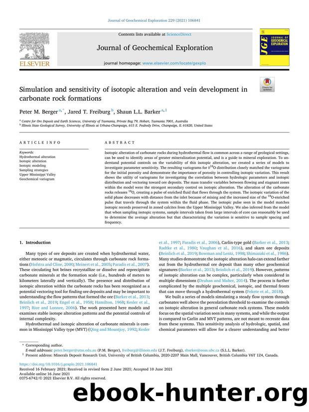 Simulation and sensitivity of isotopic alteration and vein development in carbonate rock formations by Peter M. Berger & Jared T. Freiburg & Shaun L.L. Barker