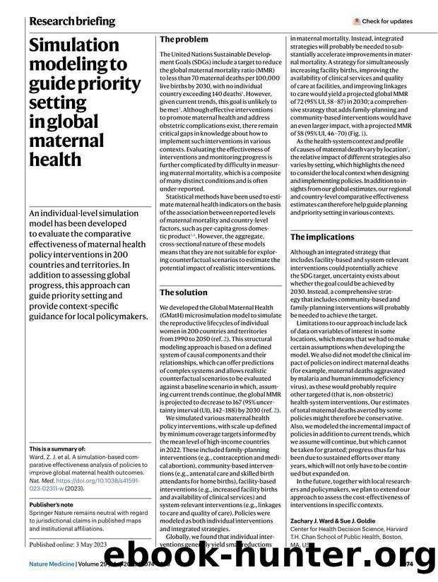 Simulation modeling to guide priority setting in global maternal health by Unknown