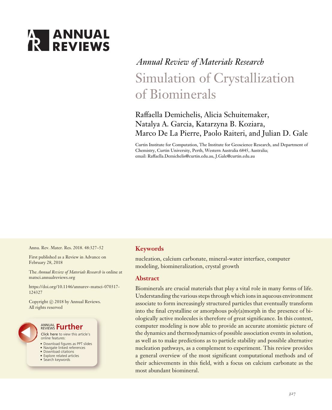 Simulation of Crystallization of Biominerals by unknow