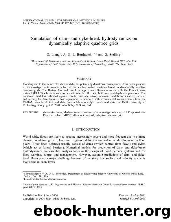 Simulation of dam- and dyke-break hydrodynamics on dynamically adaptive quadtree grids by Unknown