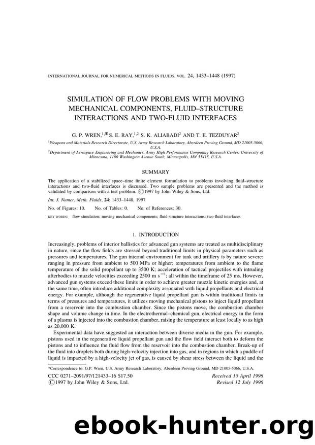 Simulation of flow problems with moving mechanical components, fluid-structure interactions and two-fluid interfaces by Unknown