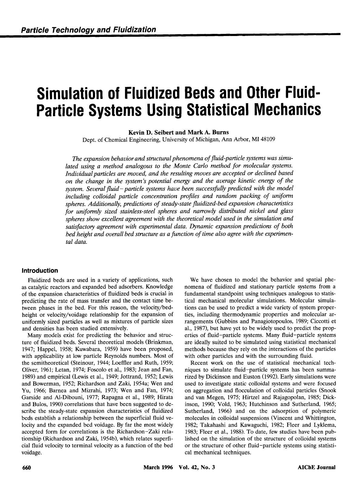 Simulation of fluidized beds and other fluid-particle systems using statistical mechanics by Unknown