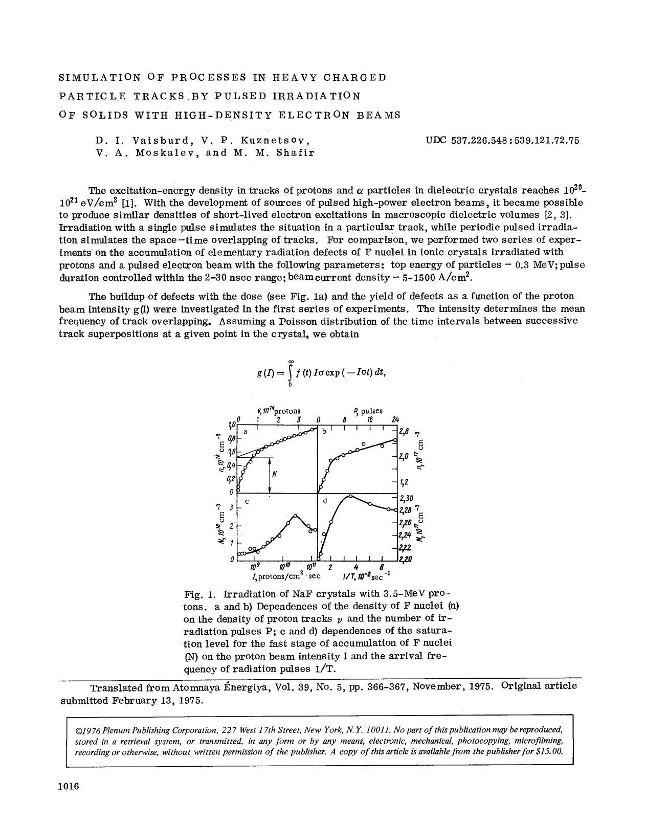Simulation of processes in heavy charged particle tracks by pulsed irradiation of solids with high-density electron beams by Unknown
