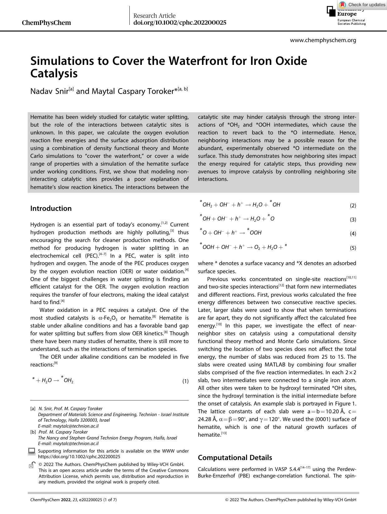 Simulations to Cover the Waterfront for Iron Oxide Catalysis by Unknown